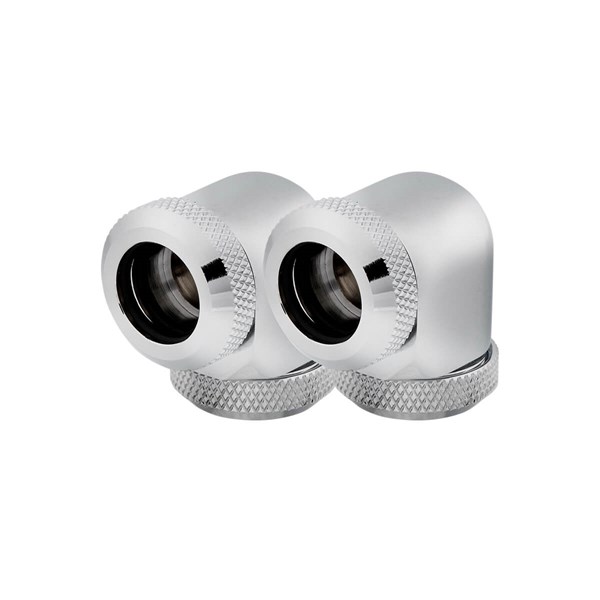 Corsair Hydro X Series XF Hardline 90° 12mm OD Fitting Twin Pack - Chrome