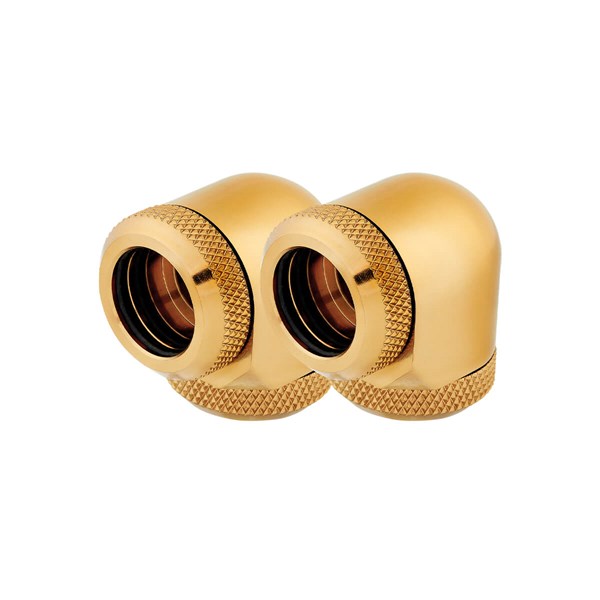 Corsair Hydro X Series XF Hardline 14mm 90° Angled Compression Twin Pack - Gold