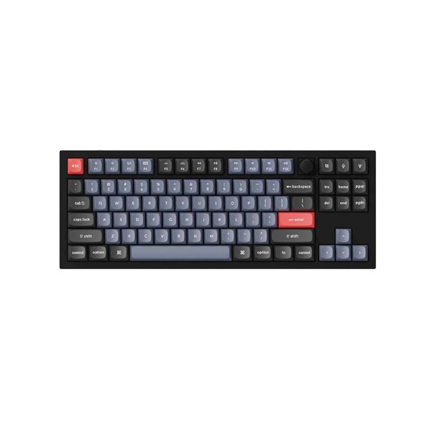 Keychron Q3 Knob QMK RGB TKL Keyboard Carbon Black Hot-Swap Gateron G Pro Red Switch