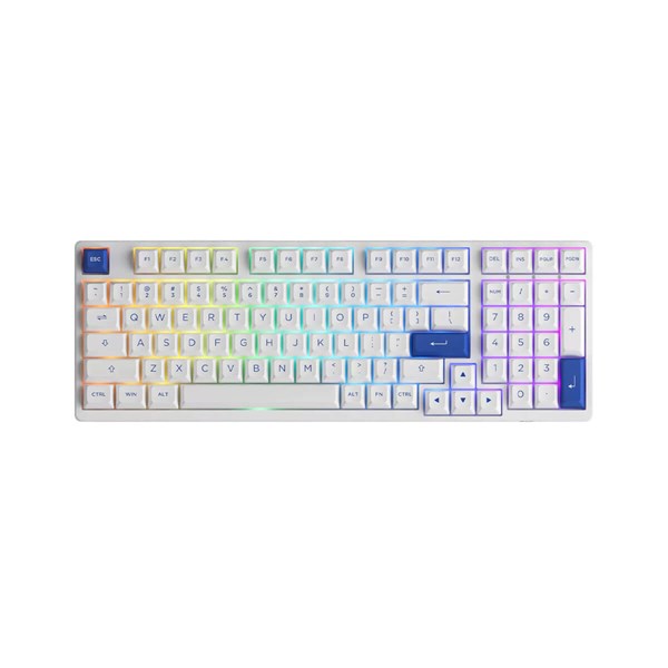 Akko 3098N Blue & White Wireless RGB Mechanical Keyboard Hot-Swap TTC Silent Brown Switch
