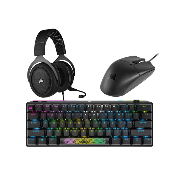 Corsair K70 Pro Mini Wireless Keyboard + Katar Pro XT Mouse + HS60 Pro Headset - Black