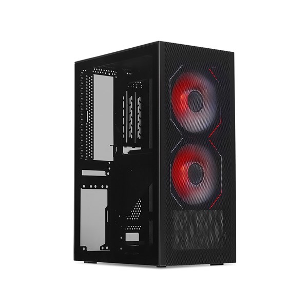 SSUPD Meshlicious Mini ITX Case - Full Mesh - PCIE 4.0 + 2x Sama YF1202 ARGB Infinity Mirror Fans + Tinted Side Panel - Black