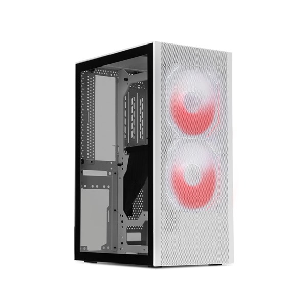 SSUPD Meshlicious Mini ITX Case - Full Mesh - PCIE 3.0 + 2x Sama YF1202 ARGB Infinity Mirror Fans + Tinted Side Panel - White