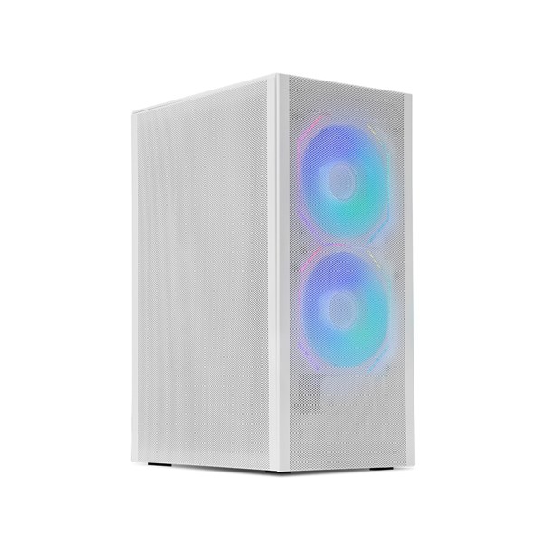 SSUPD Meshlicious Mini ITX Case - Full Mesh - PCIE 3.0 + 2x Sama YF1202 ARGB Infinity Mirror Fans - White